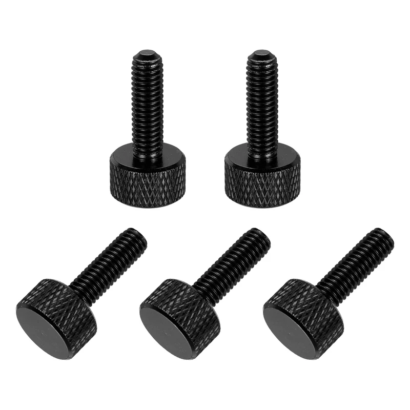 5Pcs M6x20mm Flat Head Knurled Thumb Screws for Graphics Card Black