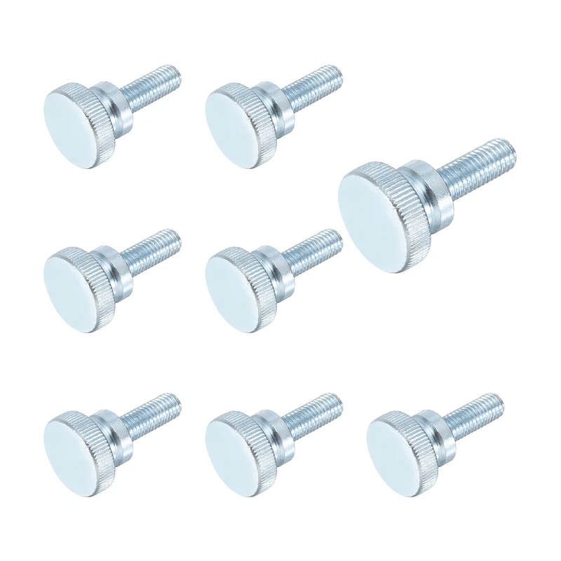 8 Pcs M10x25mm Zinc Plated Flat Knurled Fully Threaded Thumb Screws