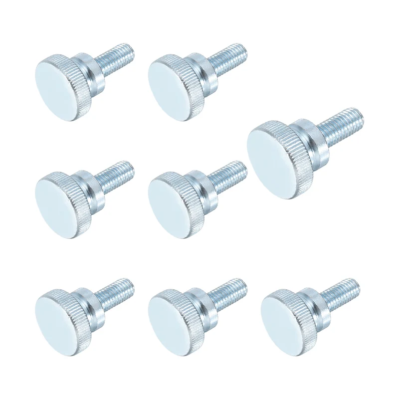 8 Pcs M10x20mm Zinc Plated Flat Knurled Fully Threaded Thumb Screws