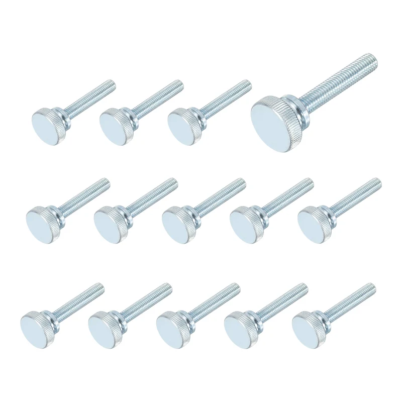 14 Pcs M8x45mm Zinc Plated Flat Knurled Fully Threaded Thumb Screws