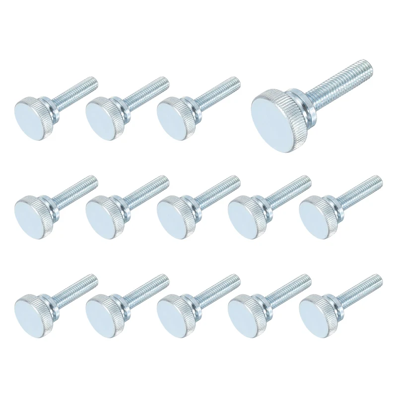 14 Pcs M8x35mm Zinc Plated Flat Knurled Fully Threaded Thumb Screws