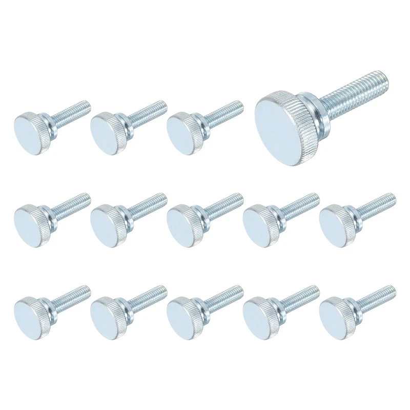 14 Pcs M8x30mm Zinc Plated Flat Knurled Fully Threaded Thumb Screws