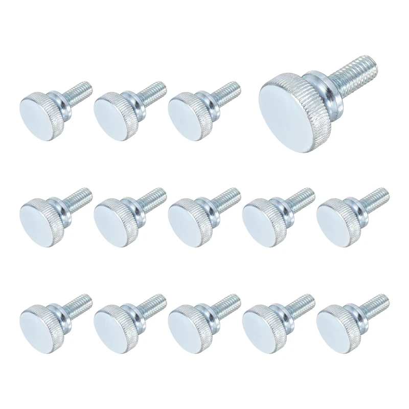 14 Pcs M8x20mm Zinc Plated Flat Knurled Fully Threaded Thumb Screws
