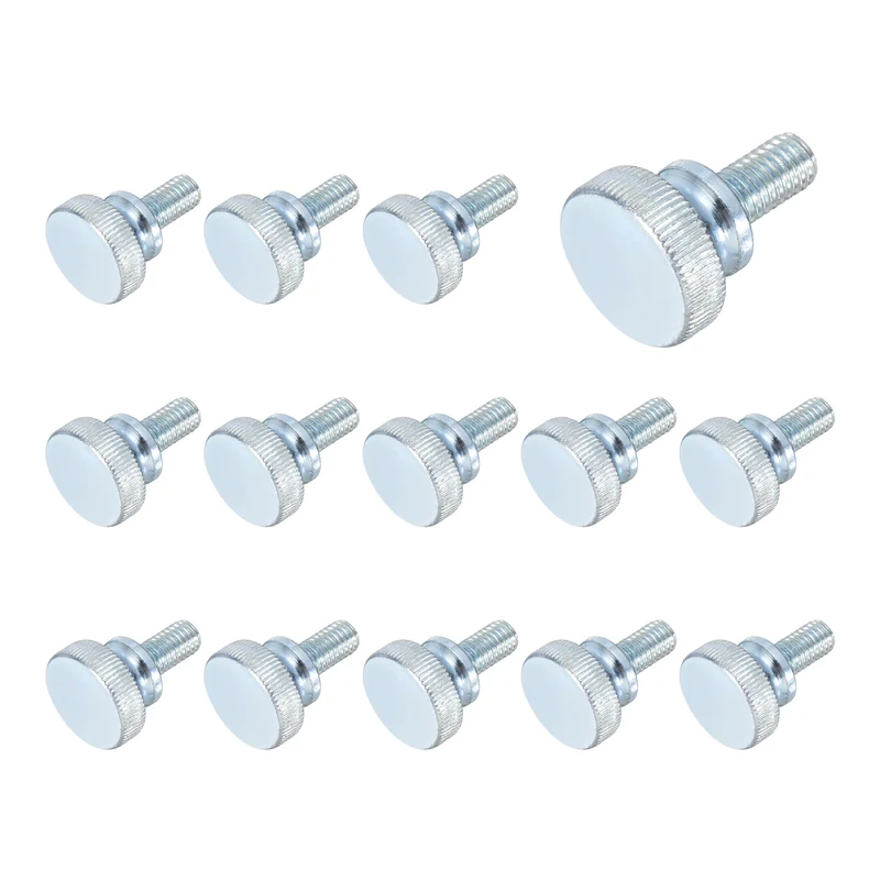 14 Pcs M8x16mm Zinc Plated Flat Knurled Fully Threaded Thumb Screws