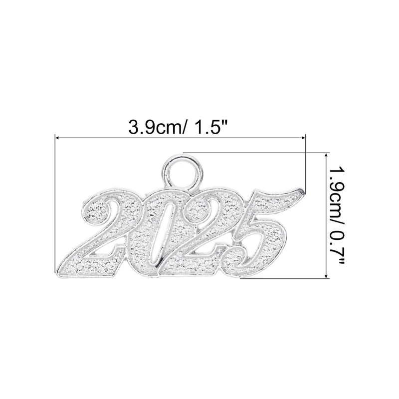 2025 Graduation Tassel Charm, 30 Pcs Alloy 2025 Year Large Letter Charm, Silver