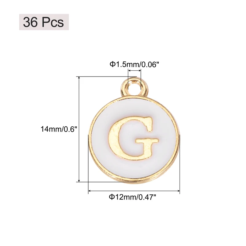 36pcs Letter G Pendants Double Sided Charm Enamel Alphabet Pendant Gold & White