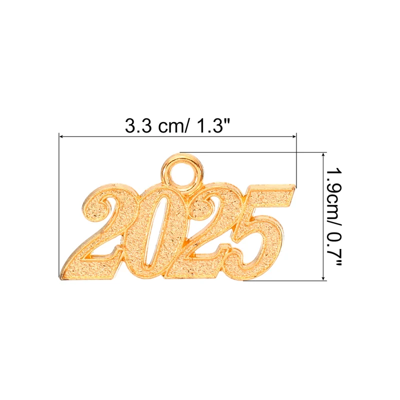 2025 Graduation Tassel Charm, 50 Pcs Alloy 2025 Year Medium Letter Charm, Gold