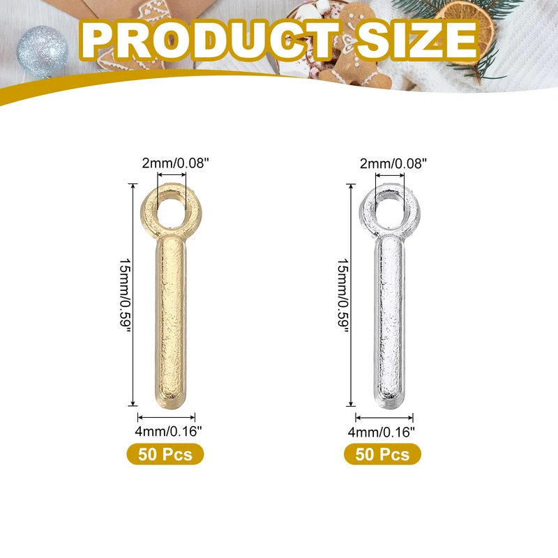 0.2" Letter Charm A-Z for Jewelry Making - I (100 Pack, Bright Silver/Dark Gold)