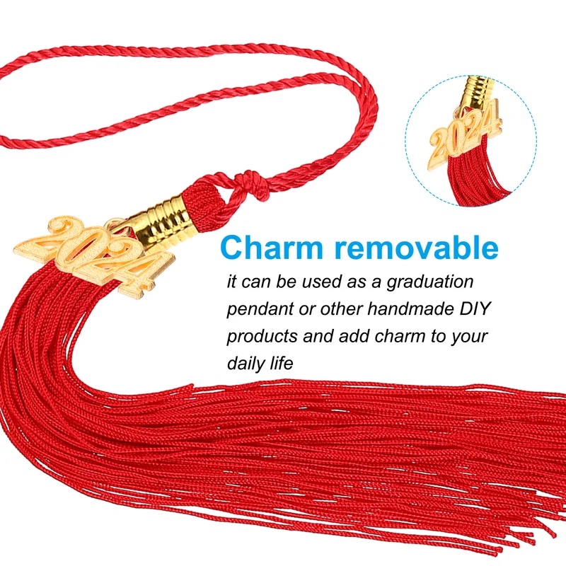 2024 Graduation Tassel Charm, 30 Pcs Alloy 2024 Year Medium Letter Charm, Gold