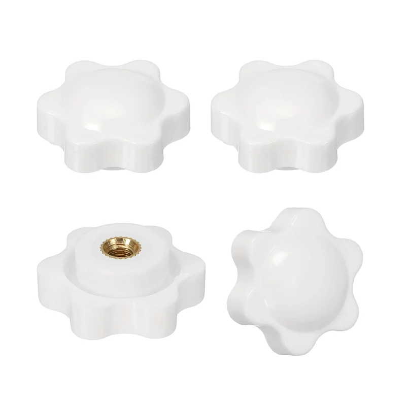 M4 x 25mm Thread Star Knobs, 4 Pcs Knurled Clamping Knob Handle, White