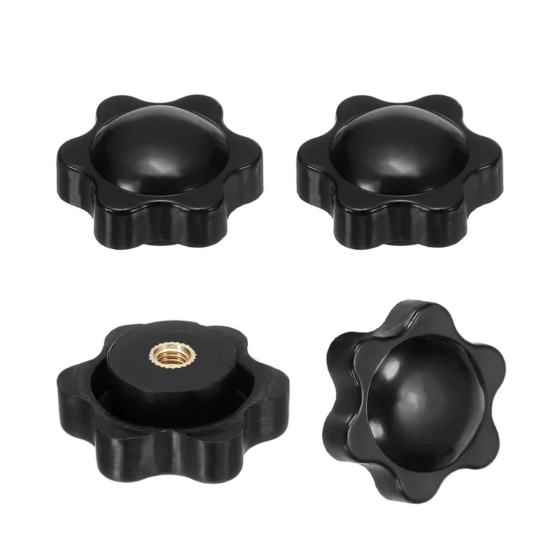 M4 x 25mm Thread Star Knobs, 4 Pcs Knurled Clamping Knob Handle, Black