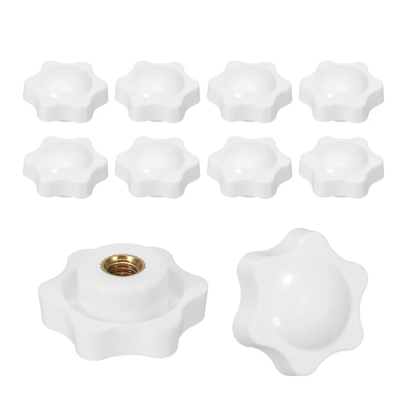 M8 x 38mm Thread Star Knobs, 10 Pcs Knurled Clamping Knob Handle, White