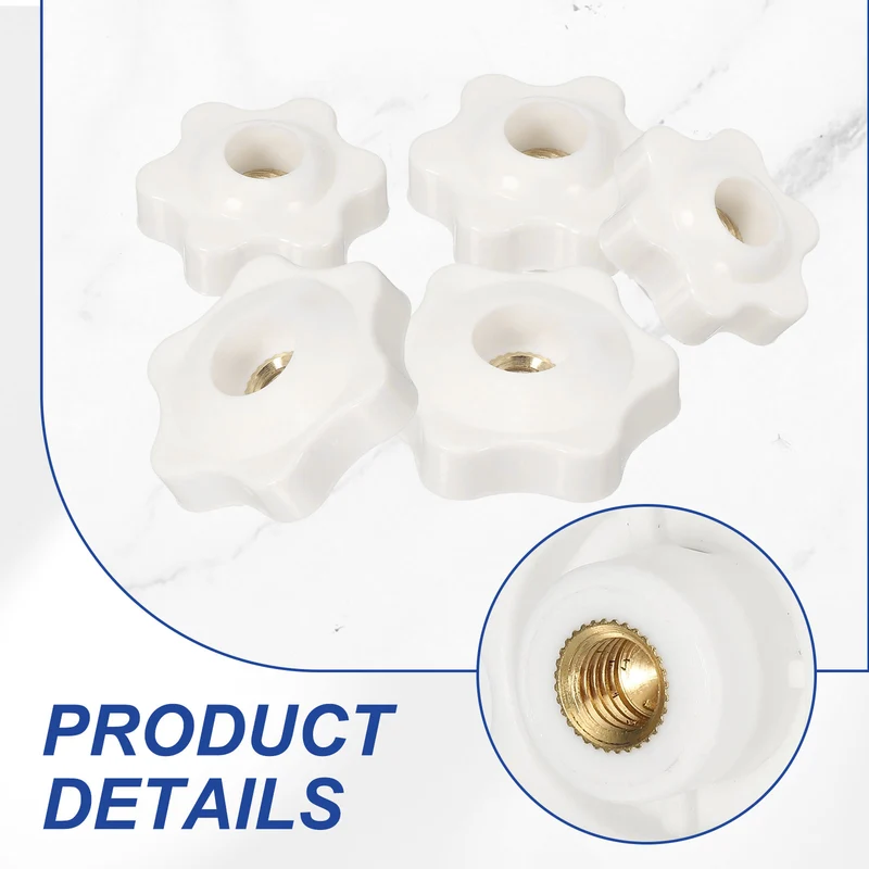 M8 x 38mm Thread Star Knobs, 10 Pcs Knurled Clamping Knob Handle, White