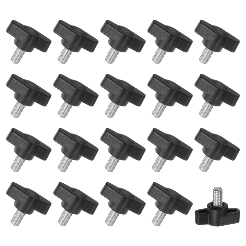 20-Pack Thumb Screws, M6x10mm Tee Wing Knobs, Carbon Steel T Handles Knob