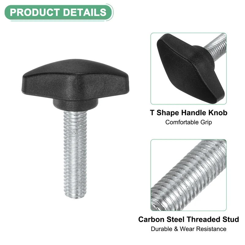 4-Pack Thumb Screws, M8x30mm Tee Wing Knobs, Plastic T Handles Knob [Black]