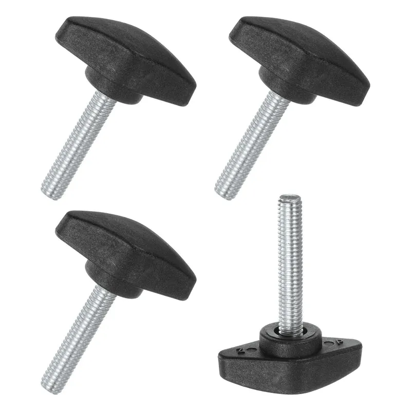 4-Pack Thumb Screws, M6x35mm Tee Wing Knobs, Plastic T Handles Knob [Black]