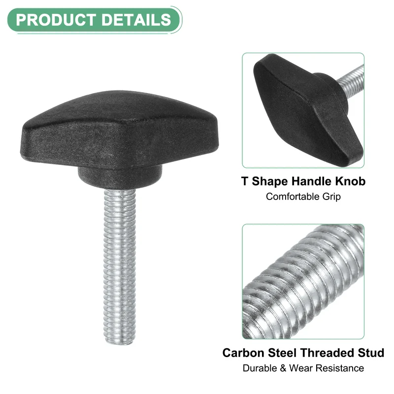 4-Pack Thumb Screws, M6x35mm Tee Wing Knobs, Plastic T Handles Knob [Black]