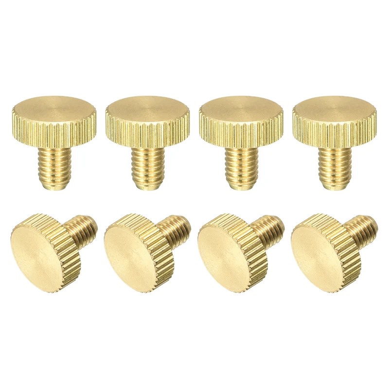 8Pcs Knurled Thumb Screws M5x8mm Flat Brass Bolts Grip Knobs Fasteners