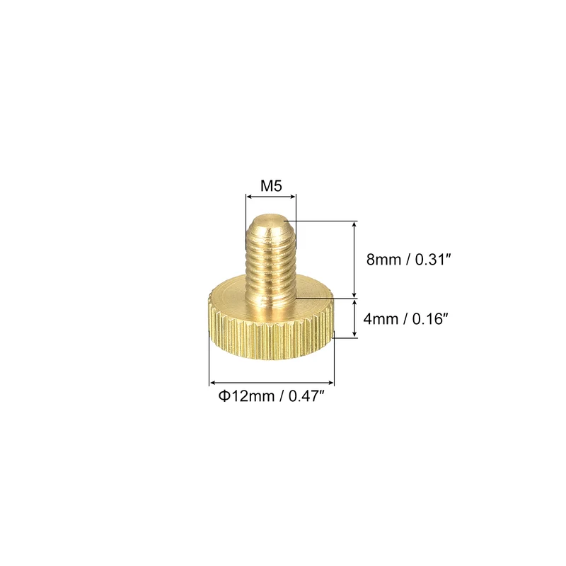 8Pcs Knurled Thumb Screws M5x8mm Flat Brass Bolts Grip Knobs Fasteners