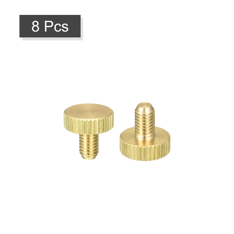 8Pcs Knurled Thumb Screws M5x8mm Flat Brass Bolts Grip Knobs Fasteners