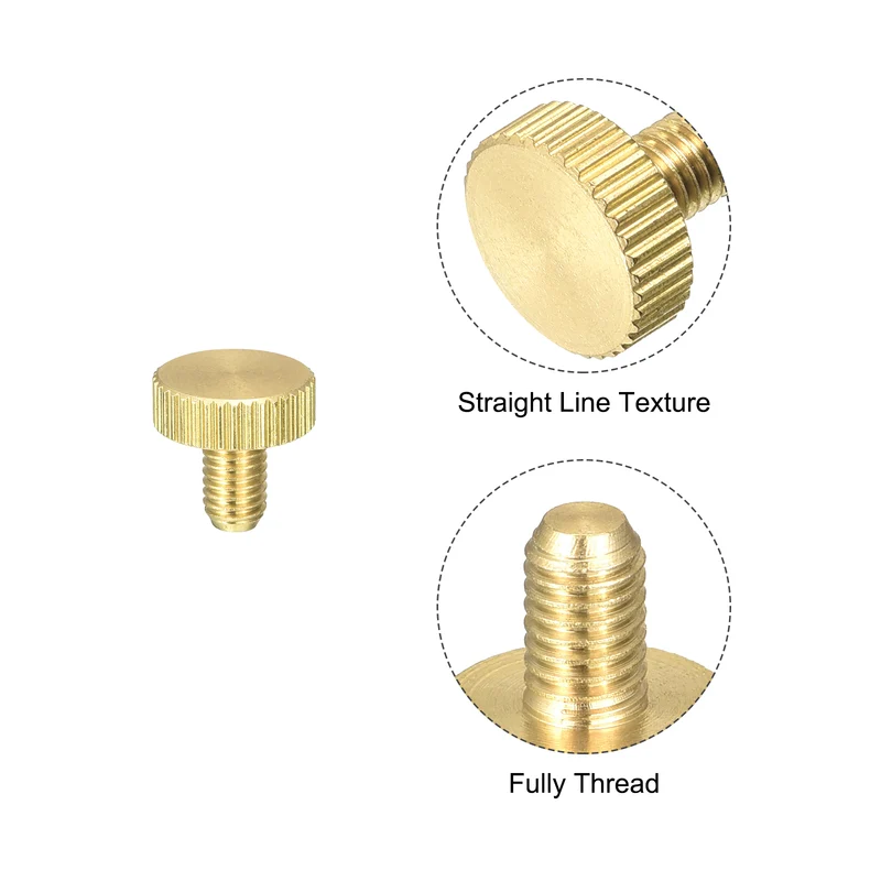 8Pcs Knurled Thumb Screws M5x8mm Flat Brass Bolts Grip Knobs Fasteners