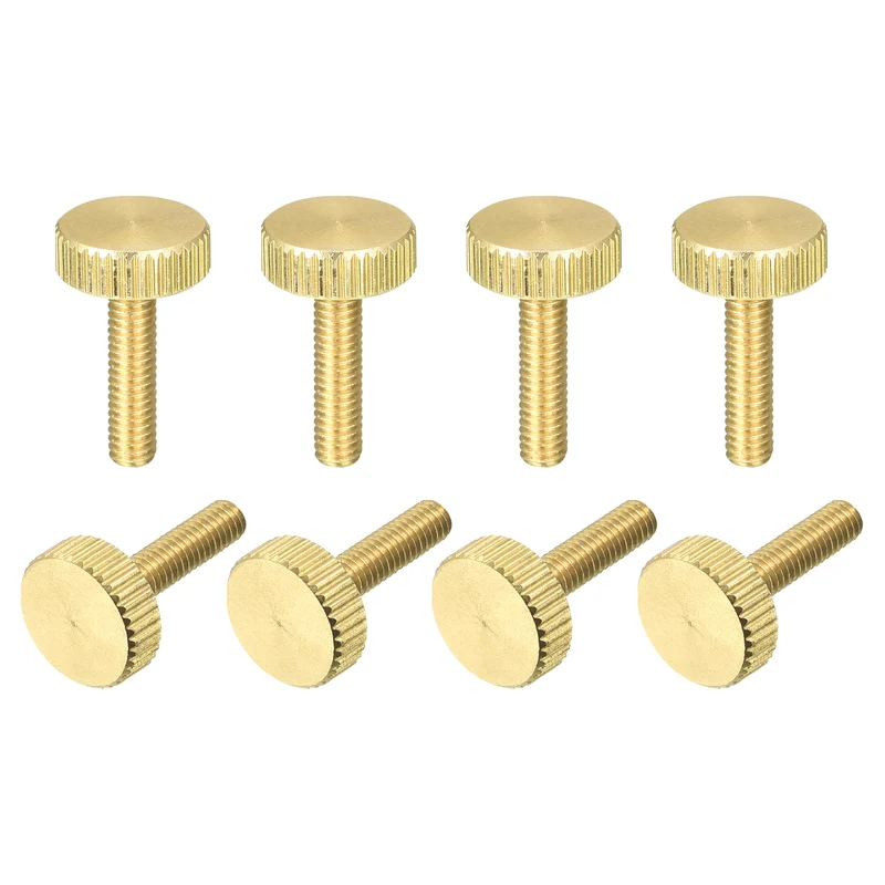Knurled Thumb Screws, M4x16mm Flat Brass Bolts Grip Knobs Fasteners 8Pcs