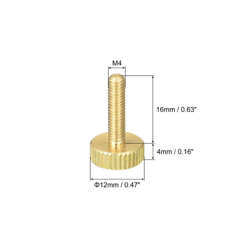 Knurled Thumb Screws, M4x16mm Flat Brass Bolts Grip Knobs Fasteners 8Pcs