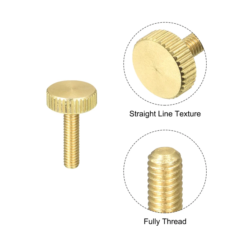 Knurled Thumb Screws, M4x16mm Flat Brass Bolts Grip Knobs Fasteners 8Pcs