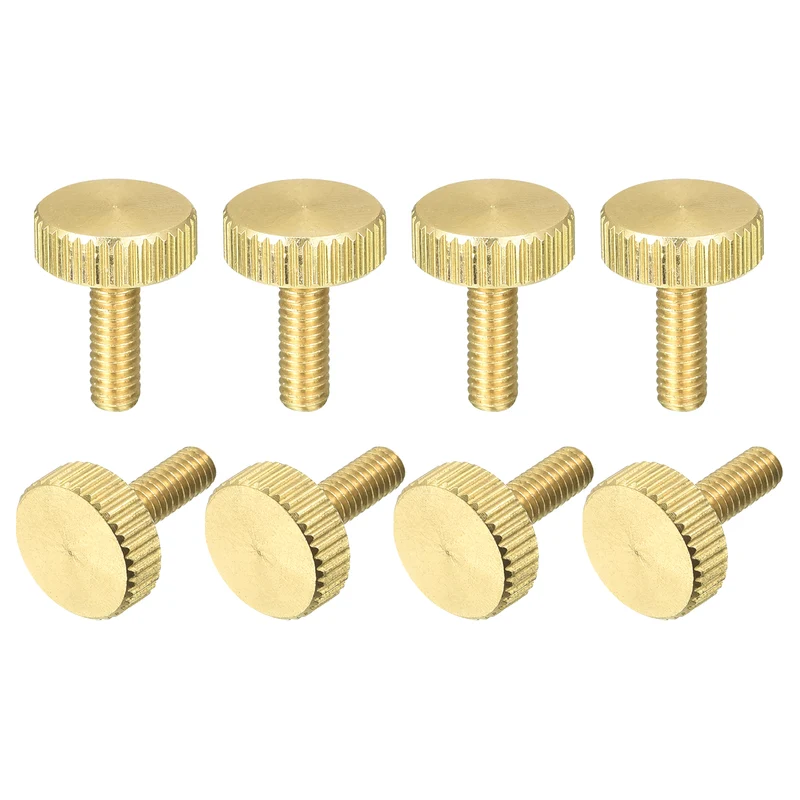 Knurled Thumb Screws, M4x12mm Flat Brass Bolts Grip Knobs Fasteners 8Pcs
