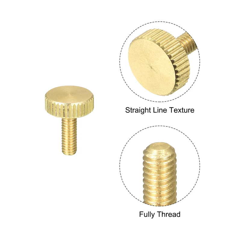 Knurled Thumb Screws, M4x12mm Flat Brass Bolts Grip Knobs Fasteners 8Pcs