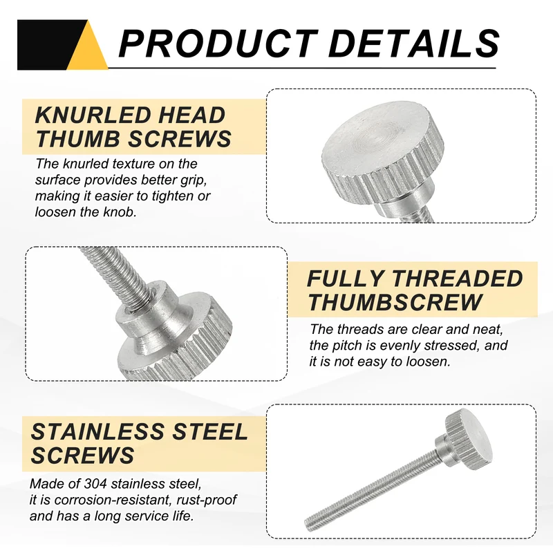 4 PCS M3 x 30mm Flat Knurled Head Thumb Screws for Household Appliances