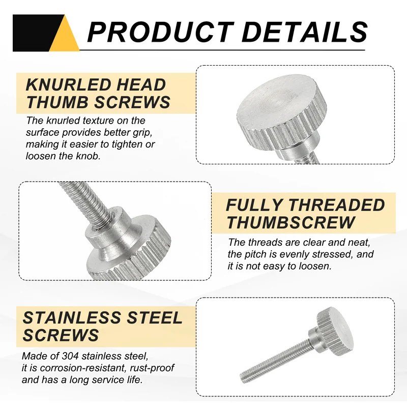 4Pcs M3 x 20mm Flat Knurled Head Thumb Screws for Household Appliances