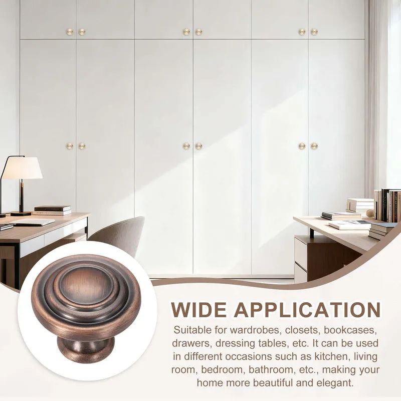 2Pcs Solid Round Drawer Knobs, 1.3" Zinc Alloy Drawer Pulls with Screw, Copper
