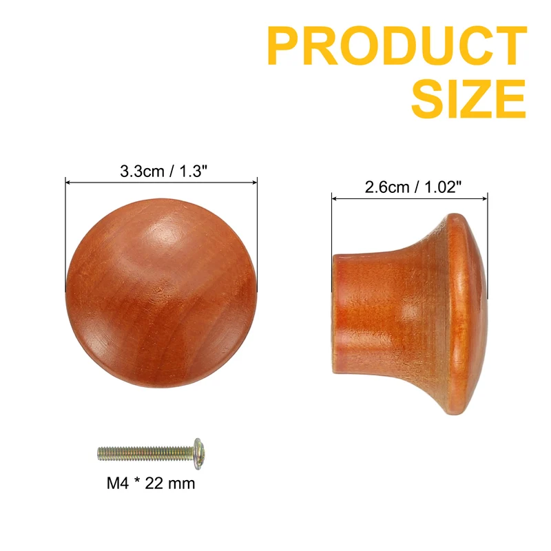 6Pcs Drawer Knobs, Round Dresser Pulls with Screw, Reddish Brown