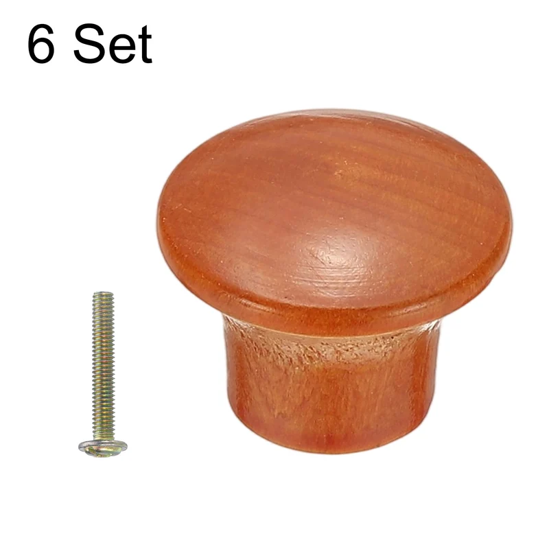 6Pcs Drawer Knobs, Round Dresser Pulls with Screw, Reddish Brown