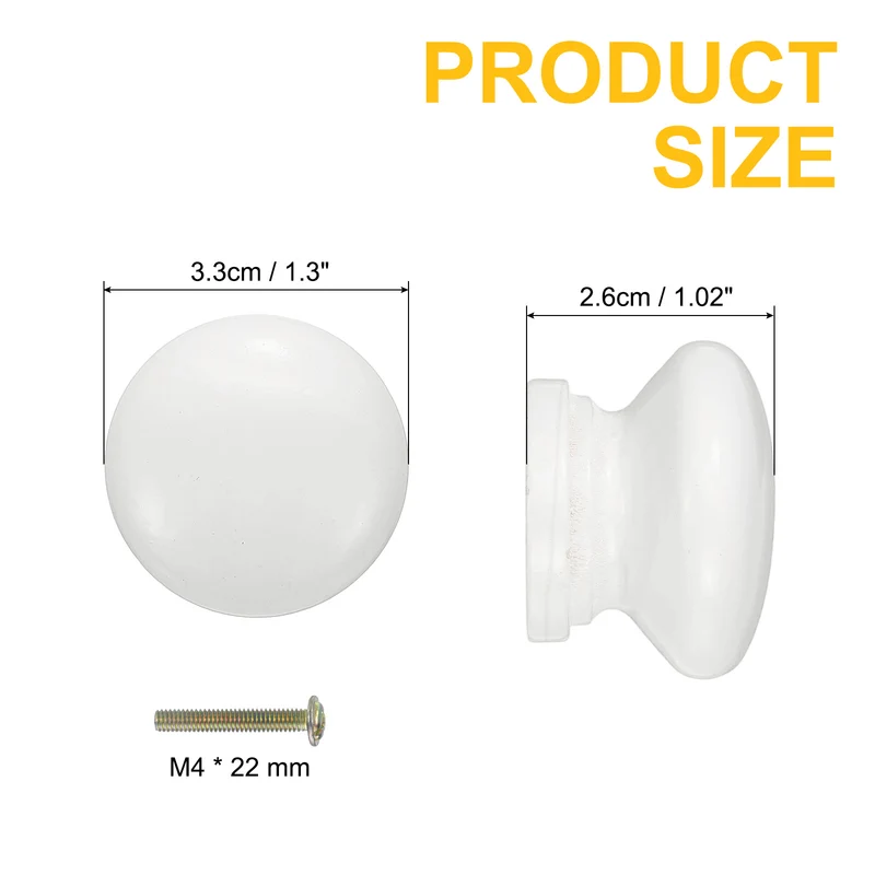 6Pcs Drawer Knobs, Round Dresser with Screw, White