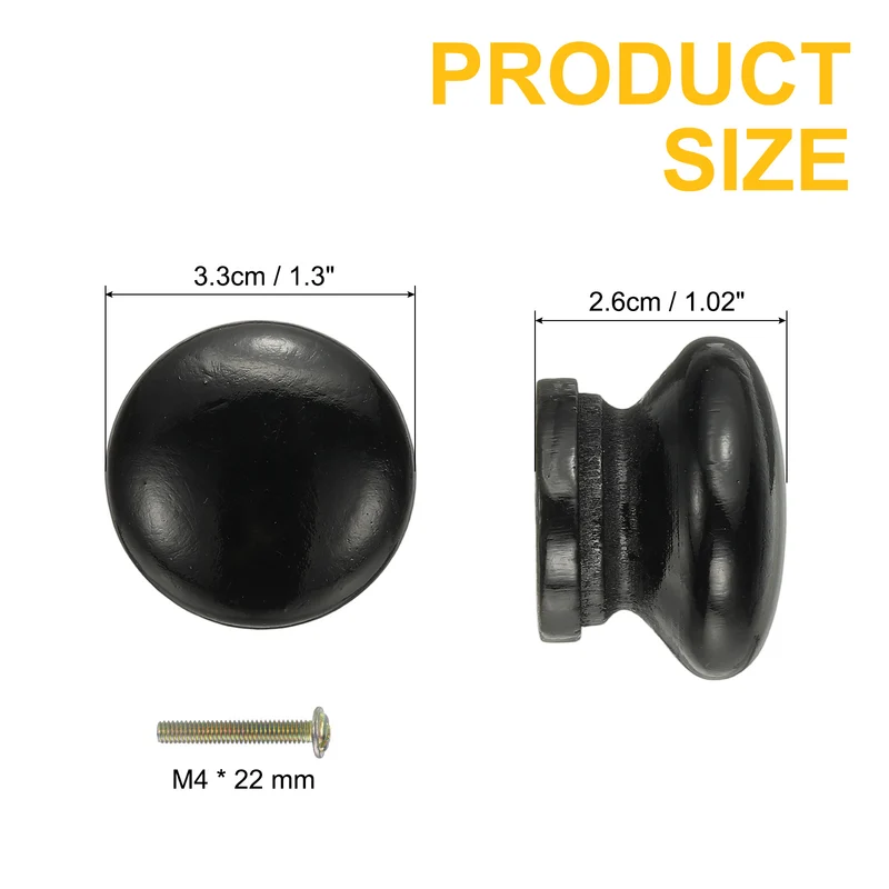 6Pcs Drawer Knobs, Round Dresser with Screw, Black