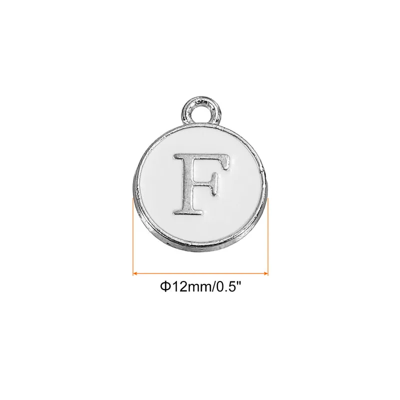 50 Pcs Alphabet F Enamel Letter Charm Enamel Initial Charm White