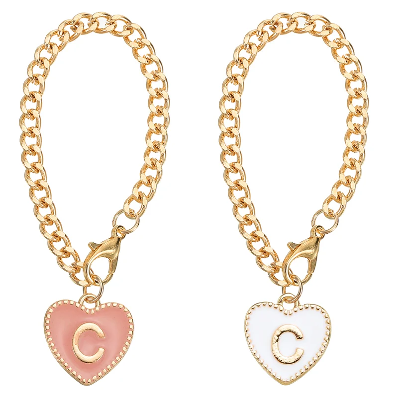 Letter Charm Accessories, 2 Pack Heart Shape, Letter C