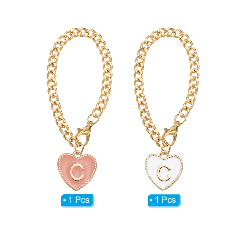 Letter Charm Accessories, 2 Pack Heart Shape, Letter C