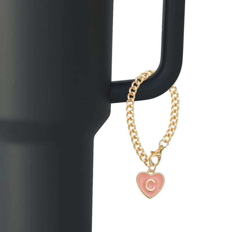 Letter Charm Accessories, 2 Pack Heart Shape, Letter C