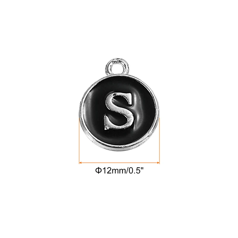 50 Pcs Alphabet S Enamel Letter Charm Enamel Initial Charm Black