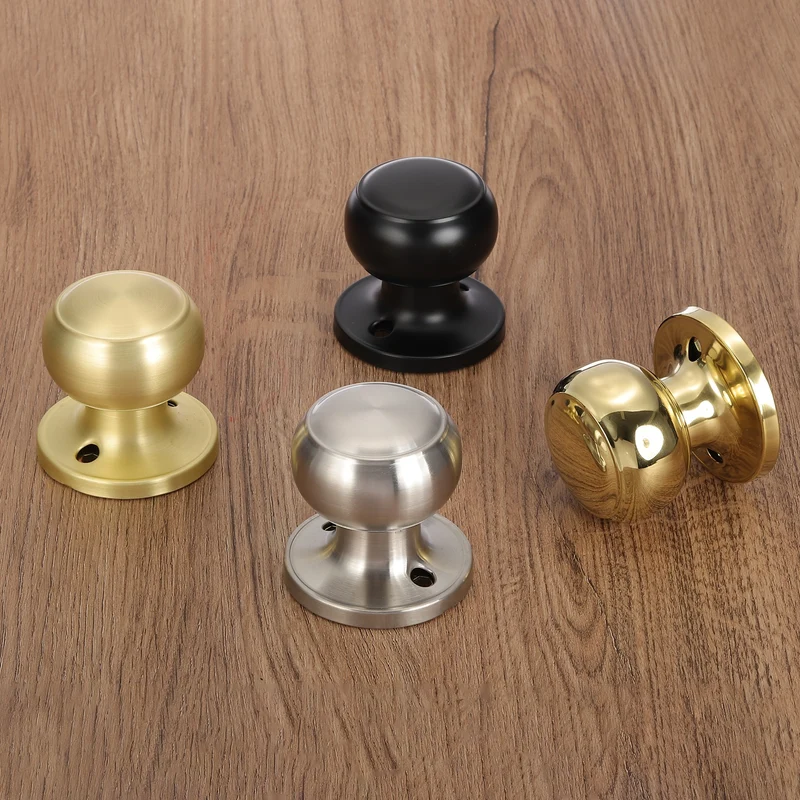 4Pcs One Side Dummy Door Knobs Round Door Handles Flat Ball Knob Gold