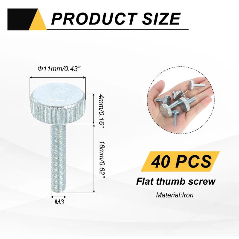 40 PCS M3x16mm Flat Knurled Head Thumb Screws for Household Appliances