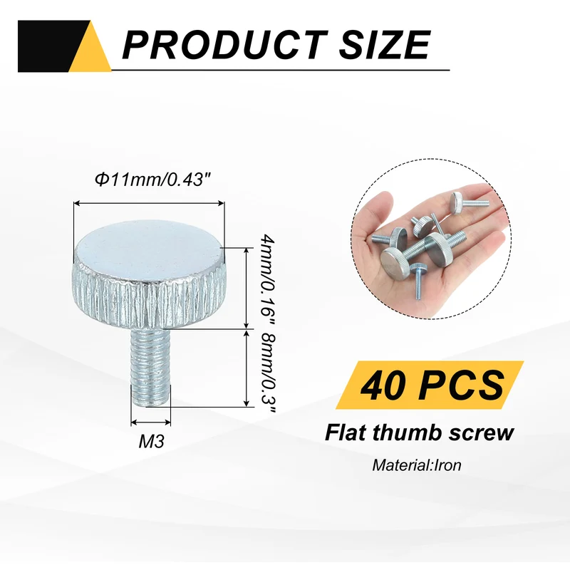 40Pcs M3x8mm Flat Knurled Head Thumb Screws for Household Appliances