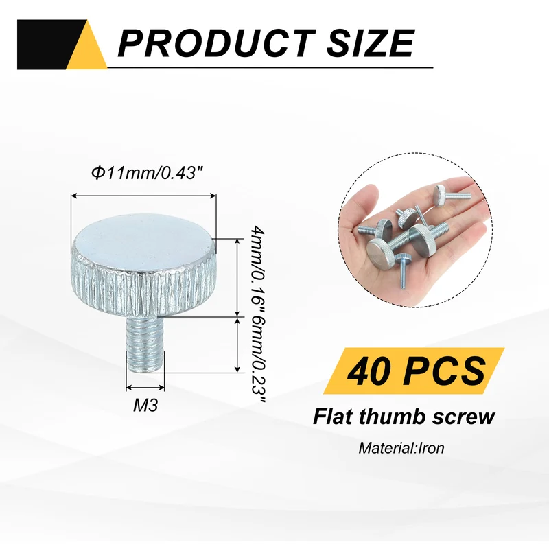 40 PCS M3x6mm Flat Knurled Head Thumb Screws for Household Appliances