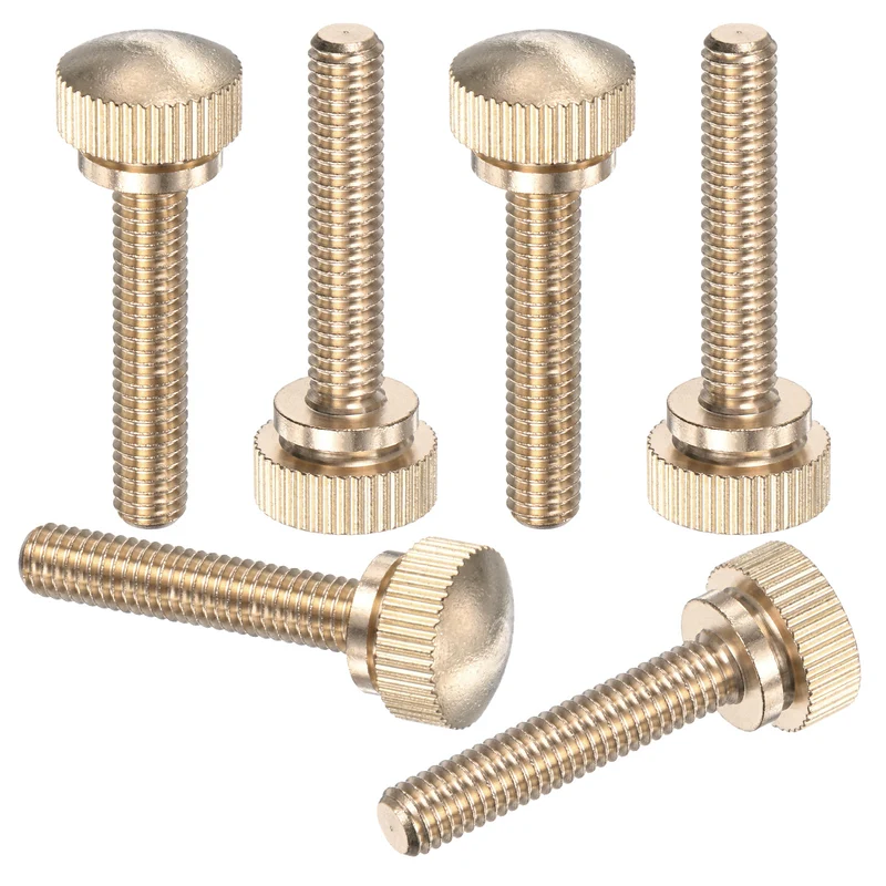 6-Pack Knurled Thumb Screws, M6x30mm Solid Brass Knobs Bolts