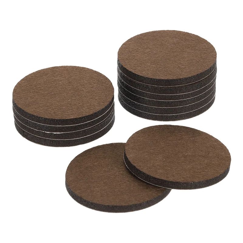 Furniture Sliders, 12Pcs 2.5" - Self Adhesive Felt Furniture Pads (Brown)