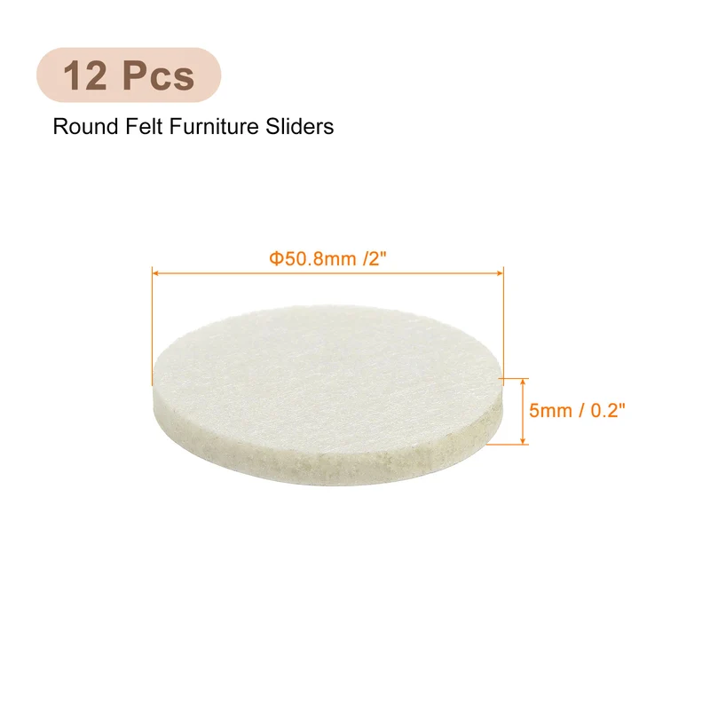 Furniture Sliders, 12Pcs 2" - Self Adhesive Felt Furniture Pads (Beige)