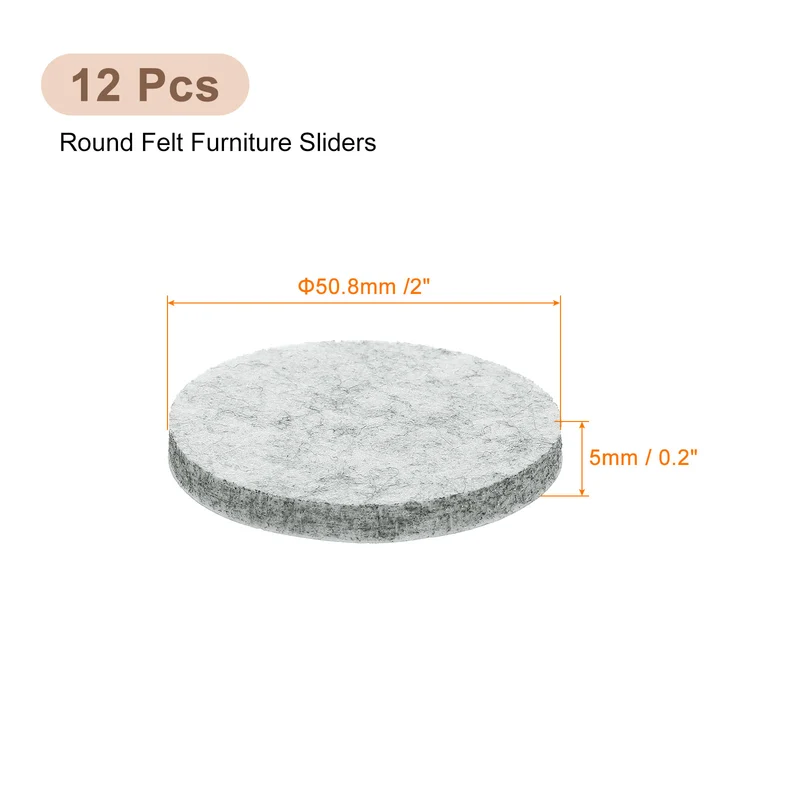 Furniture Sliders, 12Pcs 2" - Self Adhesive Felt Furniture Pads (Gray)
